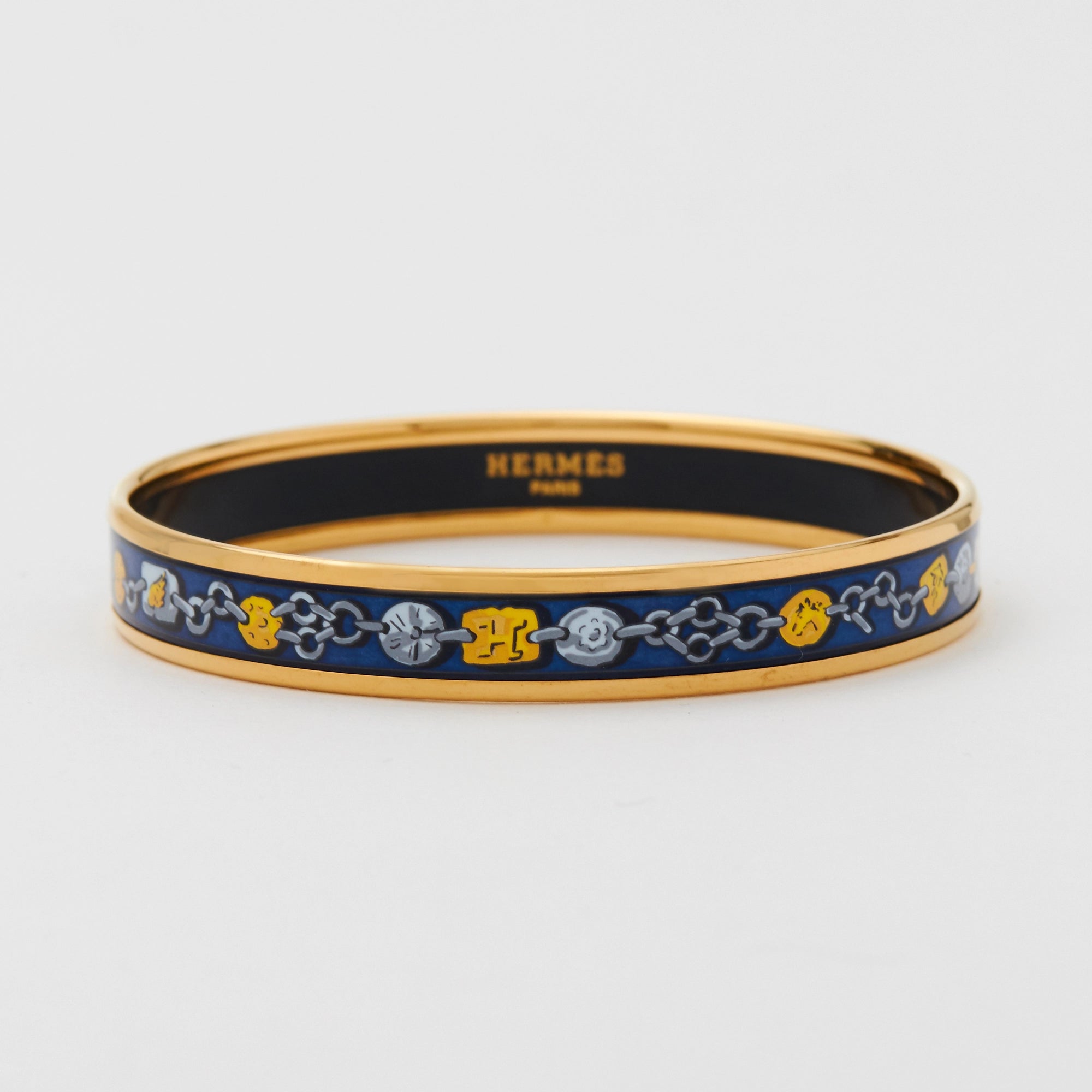 HERMES/エルメス】エマイユ 七宝焼き バングル ゴールド×ブルー 箱付き HERMES/エルメス】エマイユ 七宝焼き バングル ゴールド×ブルー 箱付き