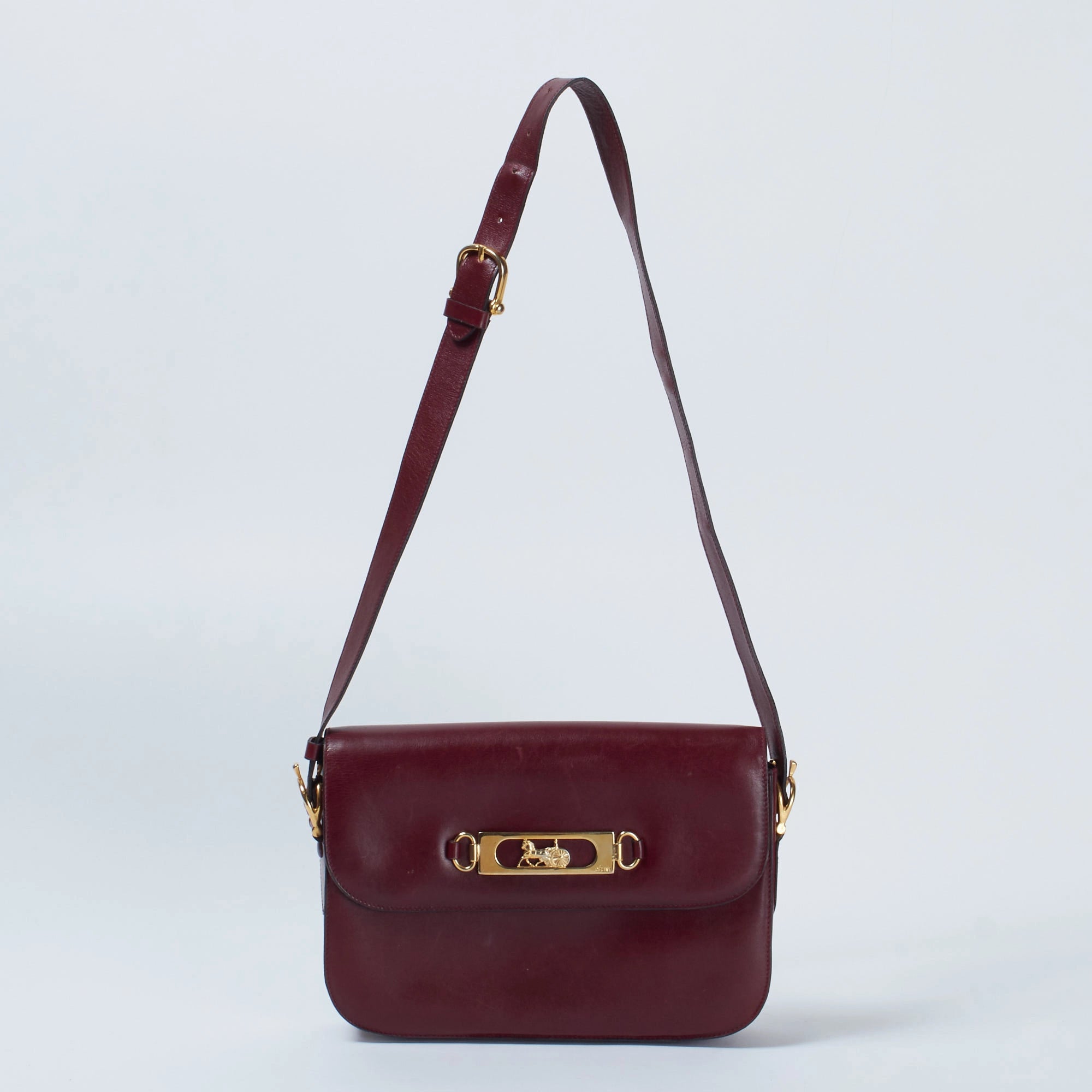 CELINE/セリーヌ】馬車金具 レザー ゴールド金具 ショルダーバック