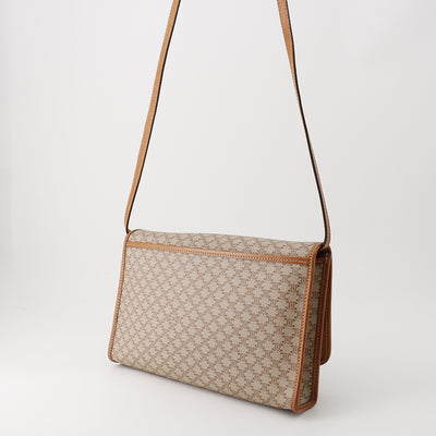 CELINE マカダム柄 ショルダー ベージュ/ブラウン PVC Leather