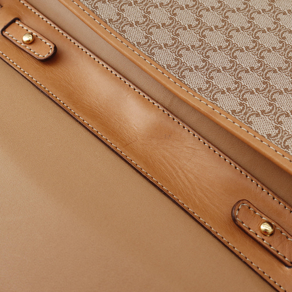 CELINE マカダム柄 ショルダー ベージュ/ブラウン PVC Leather