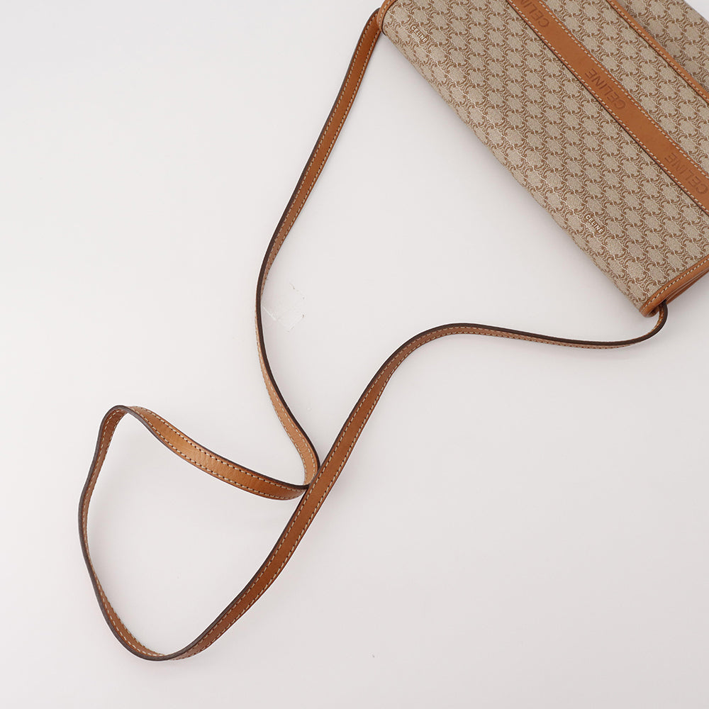 CELINE マカダム柄 ショルダー ベージュ/ブラウン PVC Leather