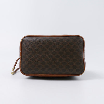 CELINE マカダム柄 巾着 ショルダーバッグ ポーチ付 ブラウン PVC