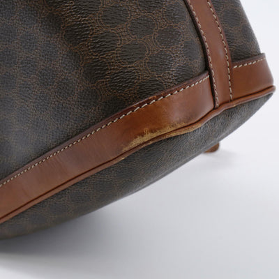 CELINE マカダム柄 巾着 ショルダーバッグ ポーチ付 ブラウン PVC