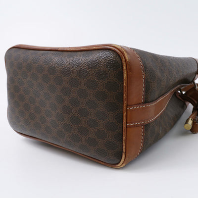 CELINE マカダム柄 巾着 ショルダーバッグ ポーチ付 ブラウン PVC