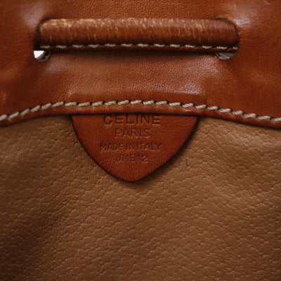 CELINE マカダム柄 巾着 ショルダーバッグ ポーチ付 ブラウン PVC