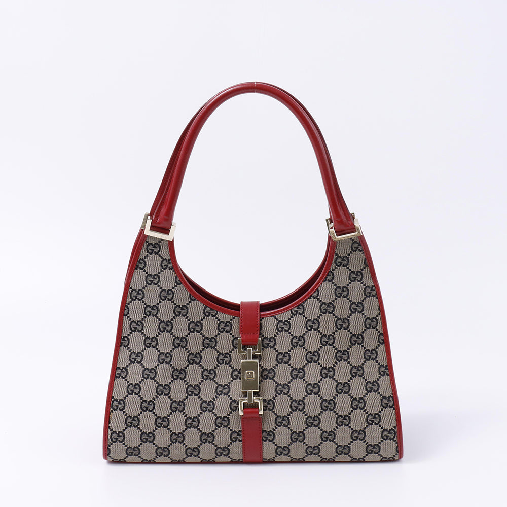 GUCCI ジャッキー ハンドバッグ ベージュ/レッド 002 1068 2404 Canvas