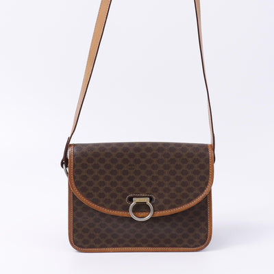 CELINE マカダム柄 ショルダー ブラウン PVC  Leather