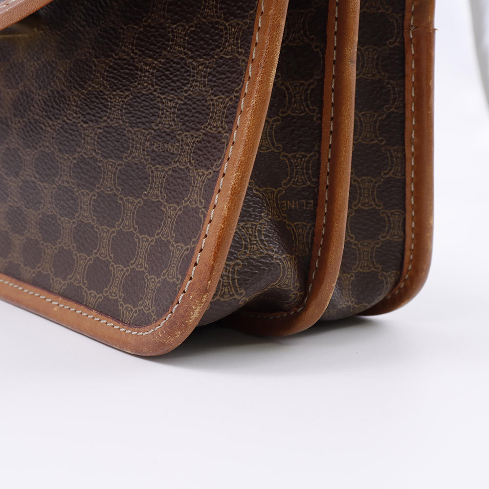 CELINE マカダム柄 ショルダー ブラウン PVC  Leather