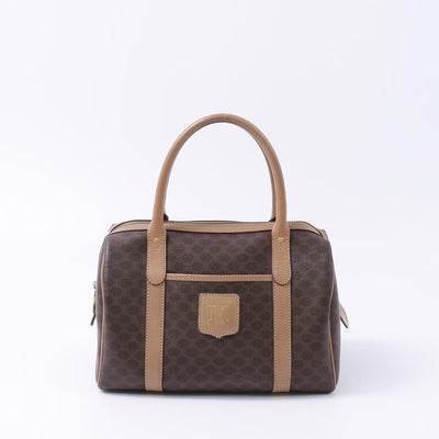 CELINE マカダム ミニボストンバッグ ブラウン PVC Leather