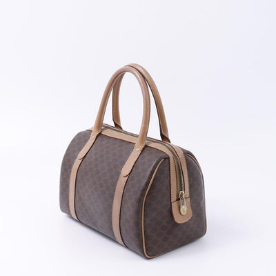 CELINE マカダム ミニボストンバッグ ブラウン PVC Leather