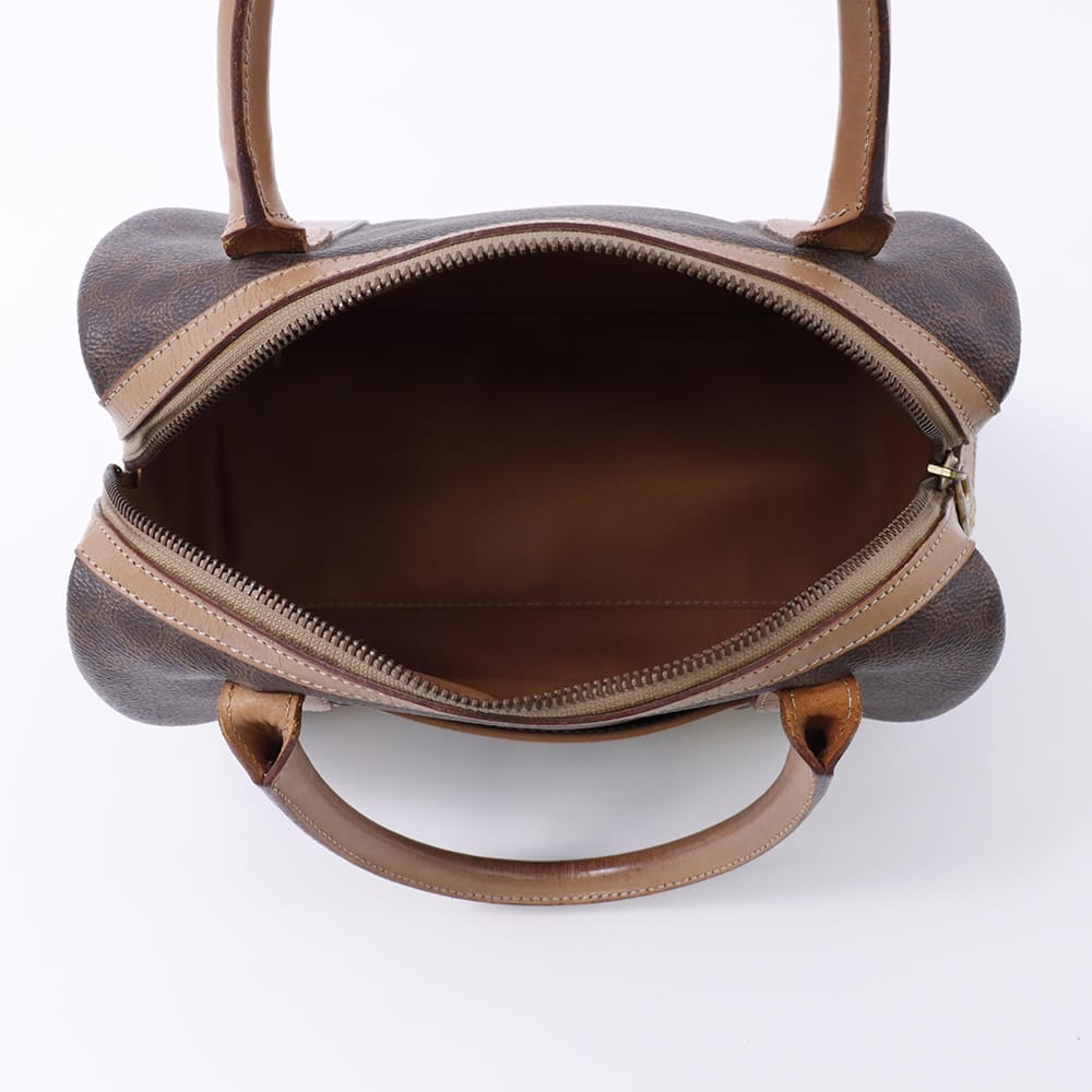 CELINE マカダム ミニボストンバッグ ブラウン PVC Leather