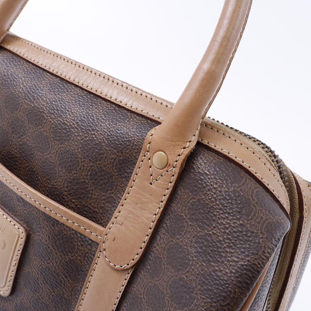 CELINE マカダム ミニボストンバッグ ブラウン PVC Leather