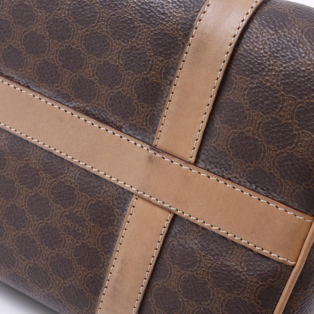 CELINE マカダム ミニボストンバッグ ブラウン PVC Leather