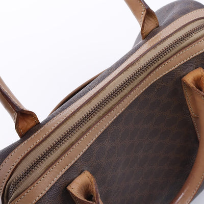 CELINE マカダム ミニボストンバッグ ブラウン PVC Leather