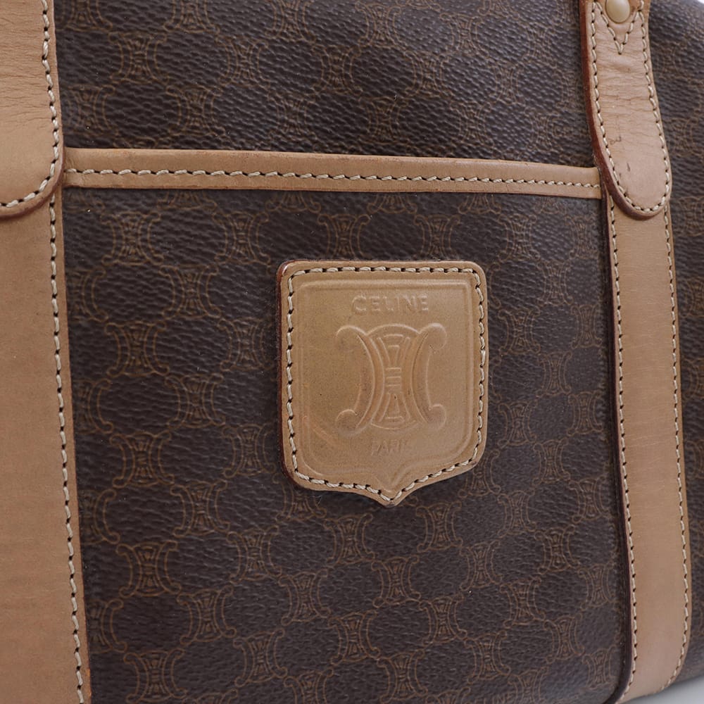 CELINE マカダム ミニボストンバッグ ブラウン PVC Leather