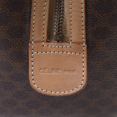 CELINE マカダム ミニボストンバッグ ブラウン PVC Leather