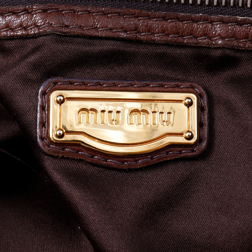 MIUMIU ハンドバッグ ブラウン Leather