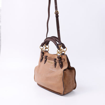 MIUMIU 2WAYトートバッグ ベージュ/ブラウン Leather