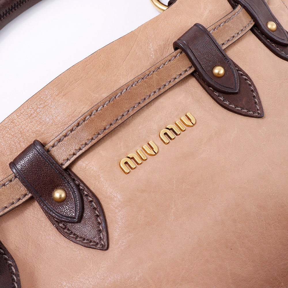 MIUMIU 2WAYトートバッグ ベージュ/ブラウン Leather