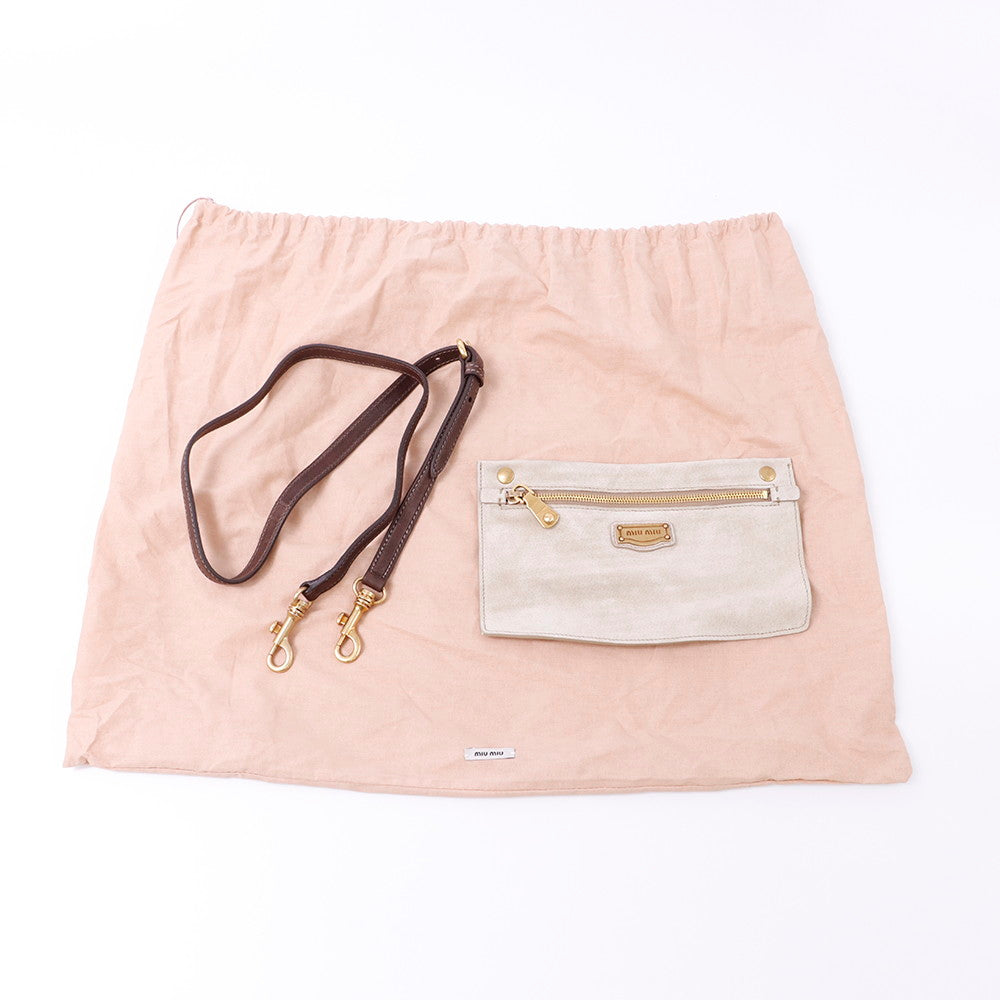 MIUMIU 2WAYトートバッグ ベージュ/ブラウン Leather