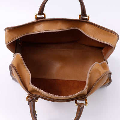 LOEWE アナグラム アマソナ ボストンバッグ ブラウン Leather サイズ50