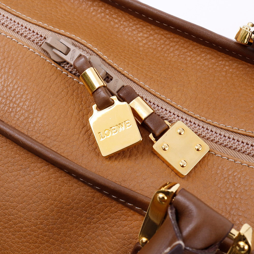 LOEWE アナグラム アマソナ ボストンバッグ ブラウン Leather サイズ50