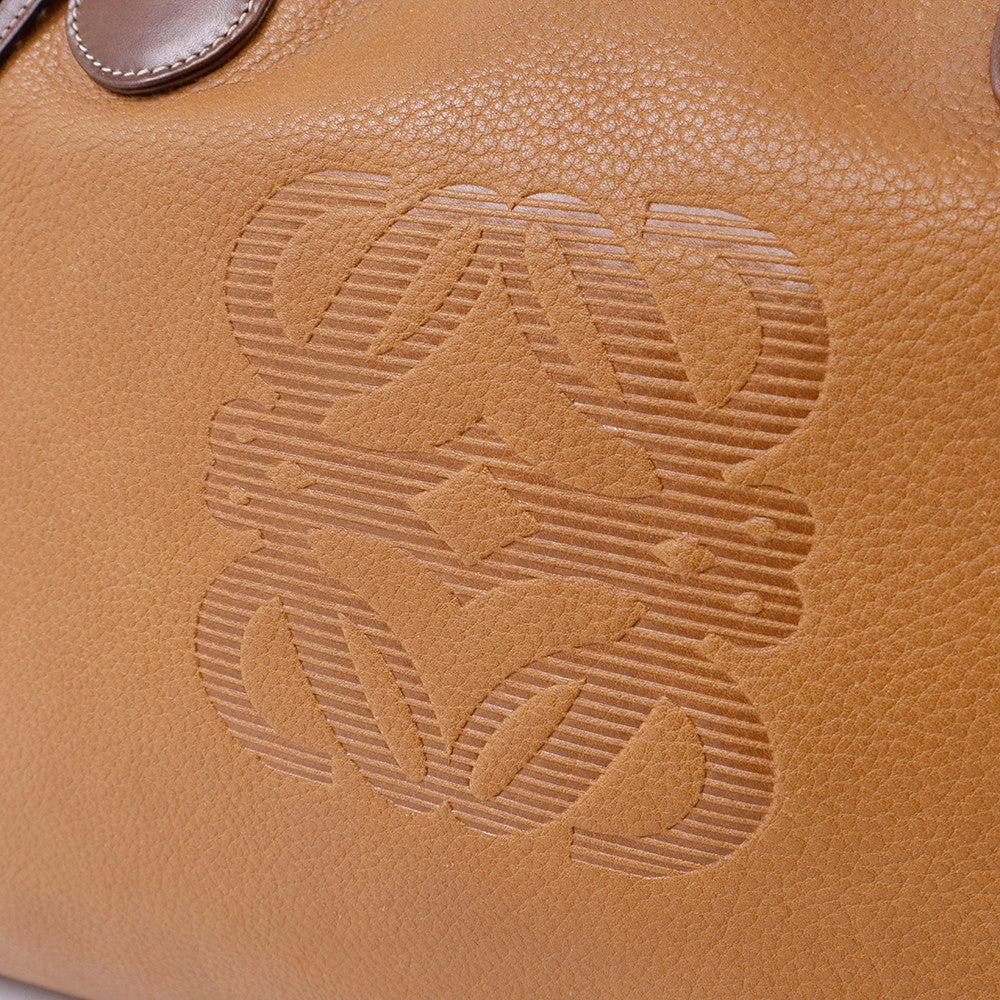 LOEWE アナグラム アマソナ ボストンバッグ ブラウン Leather サイズ50