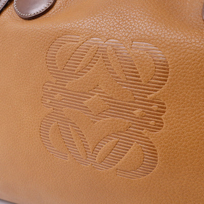 LOEWE アナグラム アマソナ ボストンバッグ ブラウン Leather サイズ50