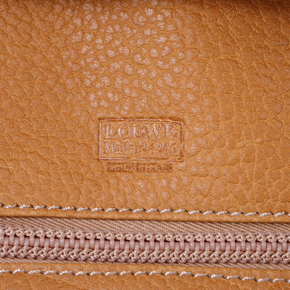 LOEWE アナグラム アマソナ ボストンバッグ ブラウン Leather サイズ50