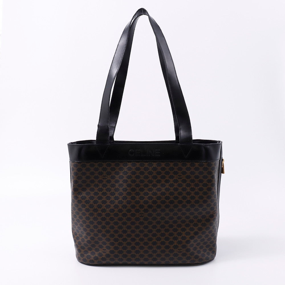 CELINE マカダム トートバッグ 黒/ブラウン PVC Leather