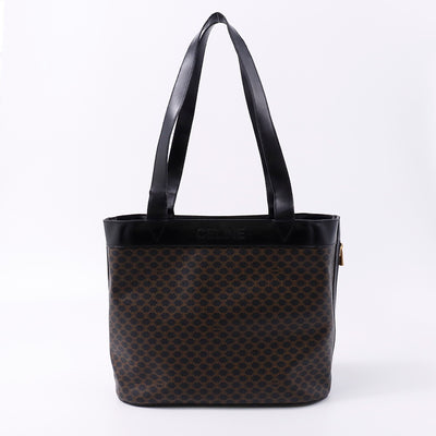 CELINE マカダム トートバッグ 黒/ブラウン PVC Leather