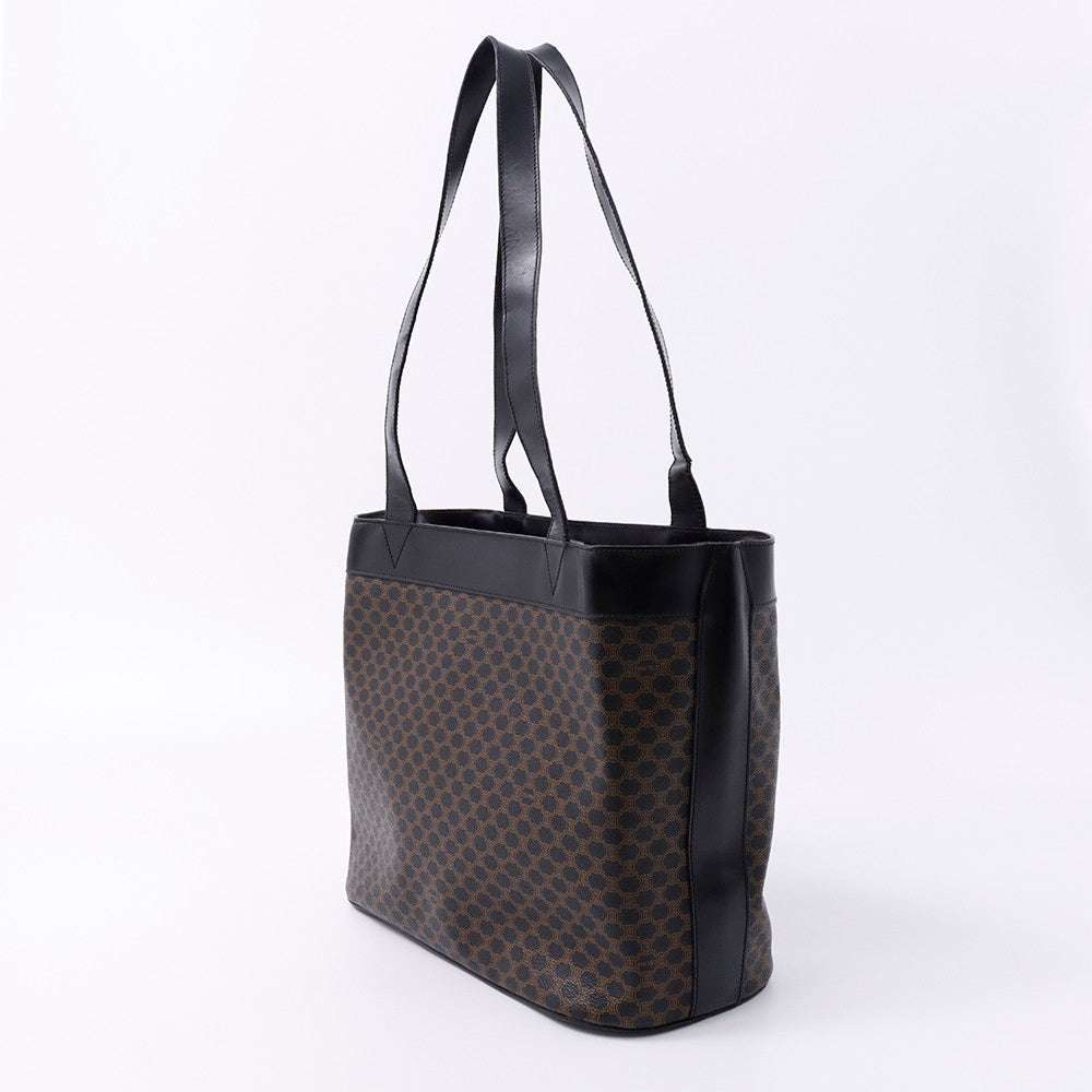 CELINE マカダム トートバッグ 黒/ブラウン PVC Leather