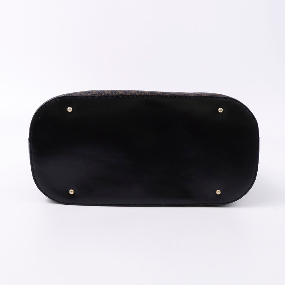 CELINE マカダム トートバッグ 黒/ブラウン PVC Leather