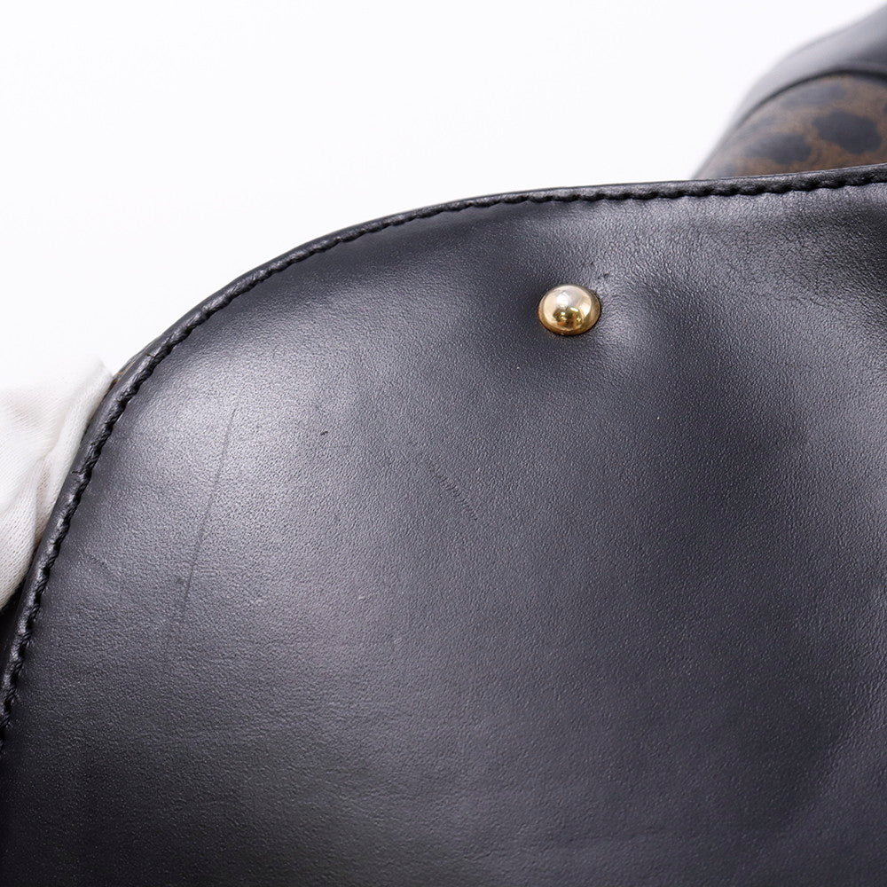 CELINE マカダム トートバッグ 黒/ブラウン PVC Leather