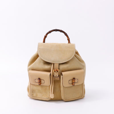 GUCCI バンブー バックパック ベージュ 003 2058 0016 Suede leather