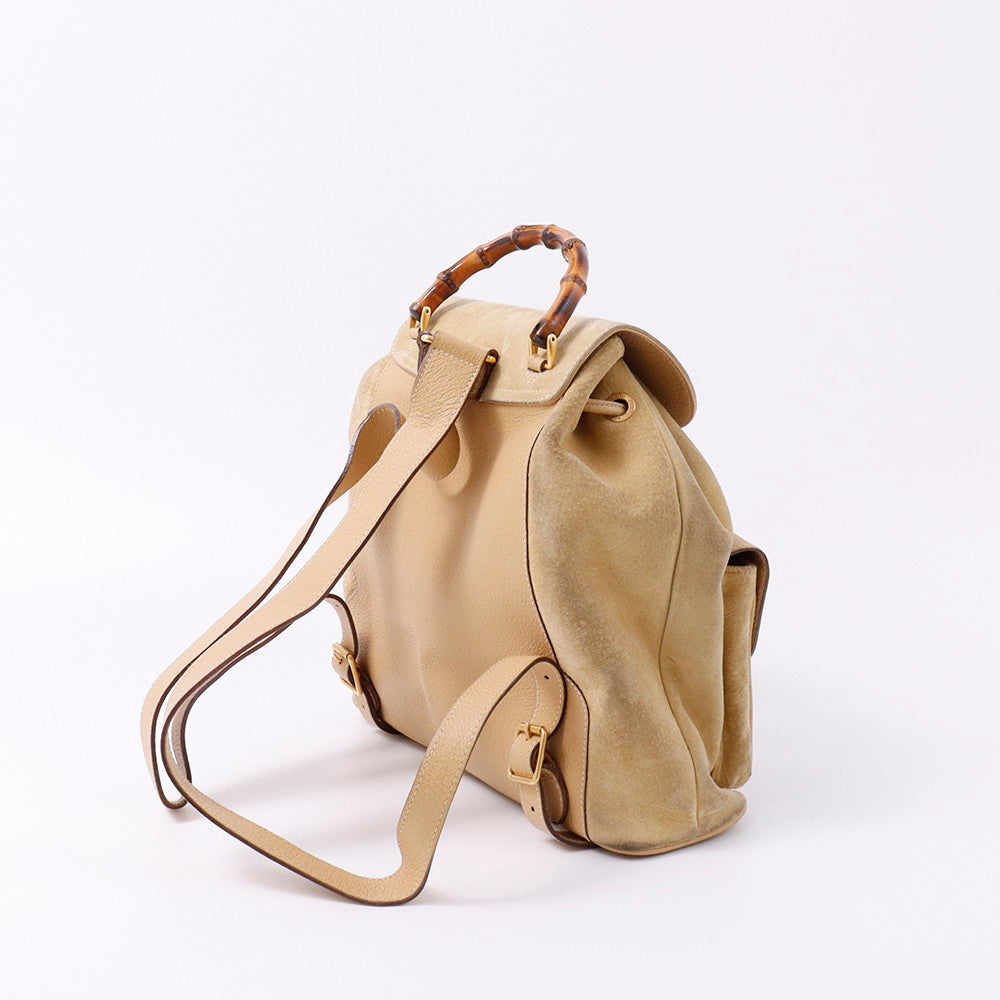 GUCCI バンブー バックパック ベージュ 003 2058 0016 Suede leather
