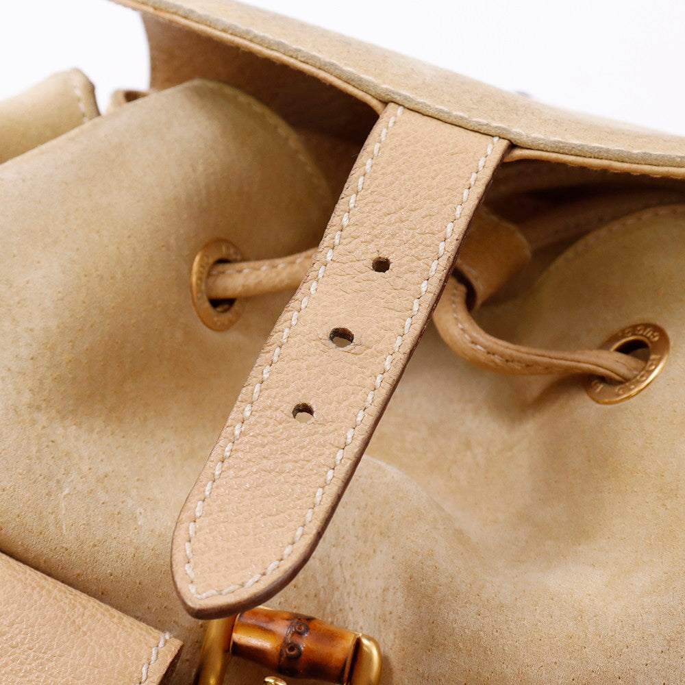 GUCCI バンブー バックパック ベージュ 003 2058 0016 Suede leather