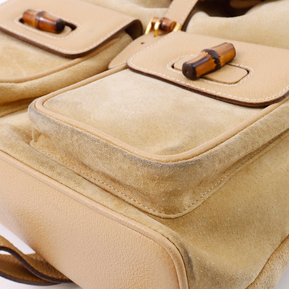 GUCCI バンブー バックパック ベージュ 003 2058 0016 Suede leather