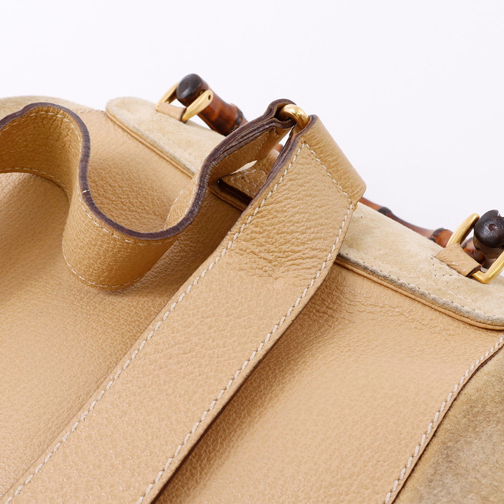 GUCCI バンブー バックパック ベージュ 003 2058 0016 Suede leather