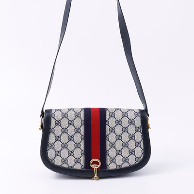 GUCCI オールド ショルダー 白/ブルー PVC Leather