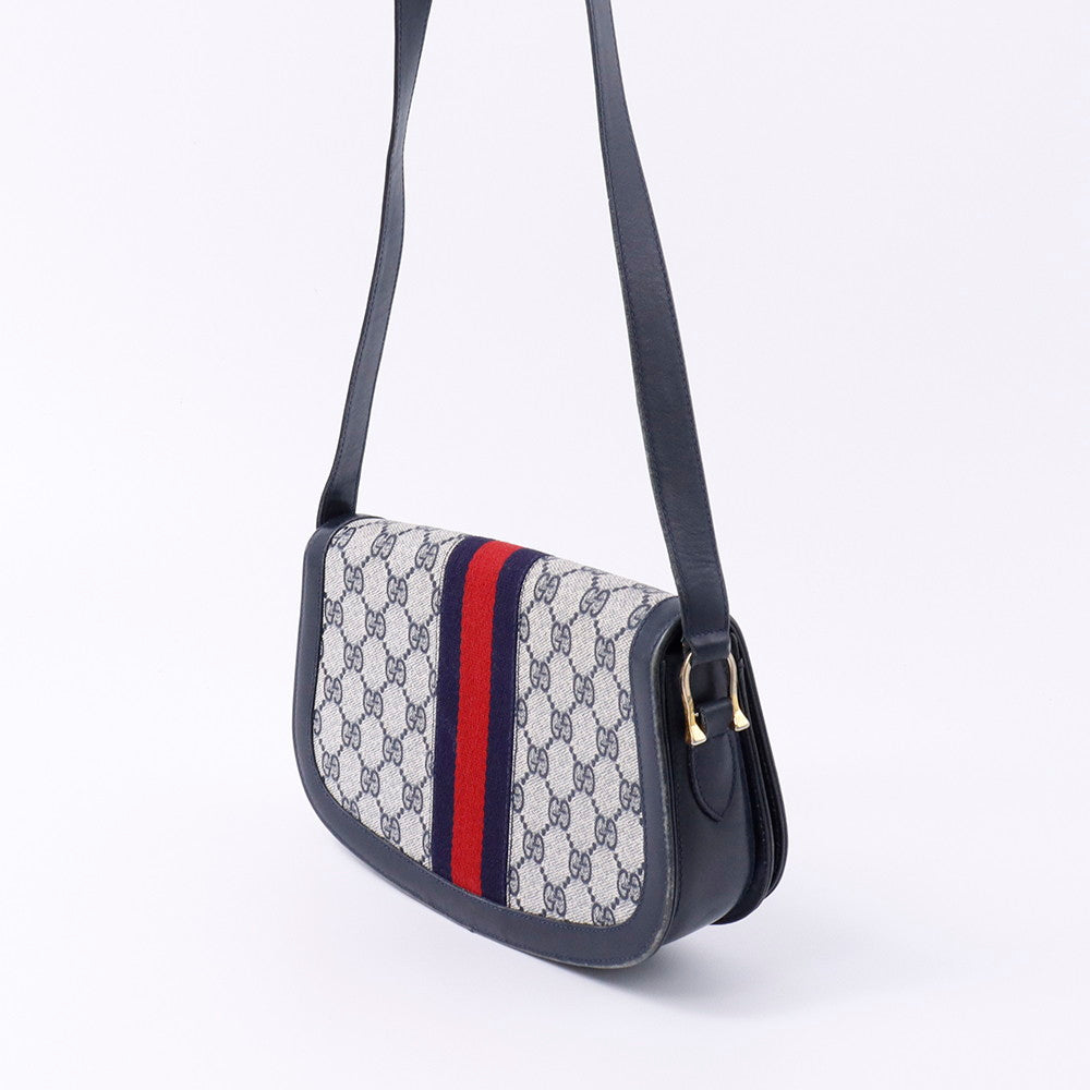 GUCCI オールド ショルダー 白/ブルー PVC Leather