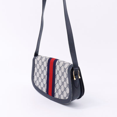 GUCCI オールド ショルダー 白/ブルー PVC Leather