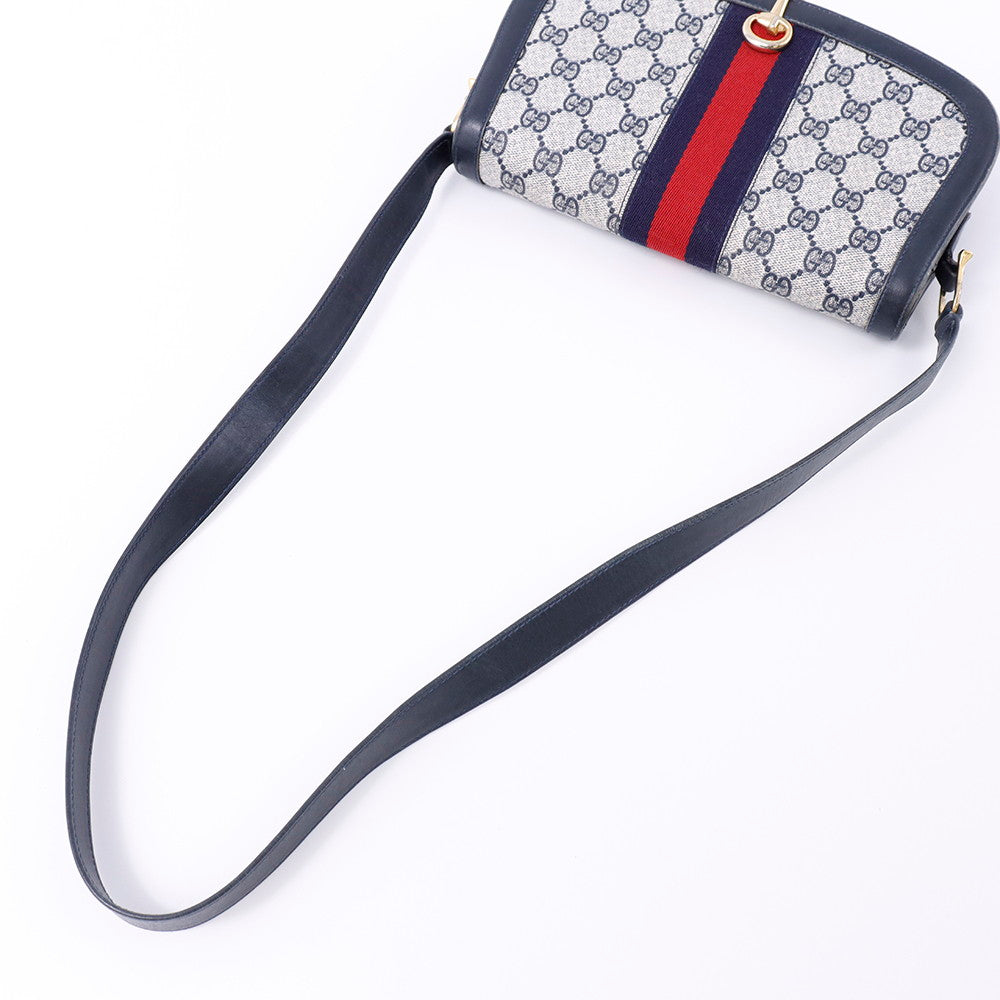 GUCCI オールド ショルダー 白/ブルー PVC Leather