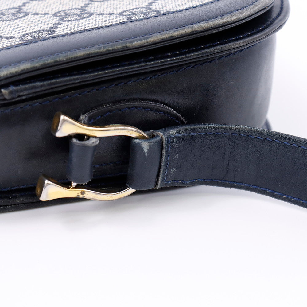 GUCCI オールド ショルダー 白/ブルー PVC Leather