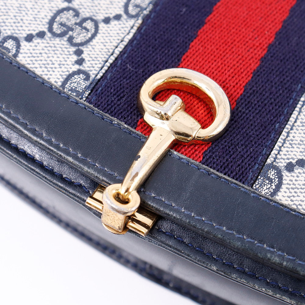 GUCCI オールド ショルダー 白/ブルー PVC Leather