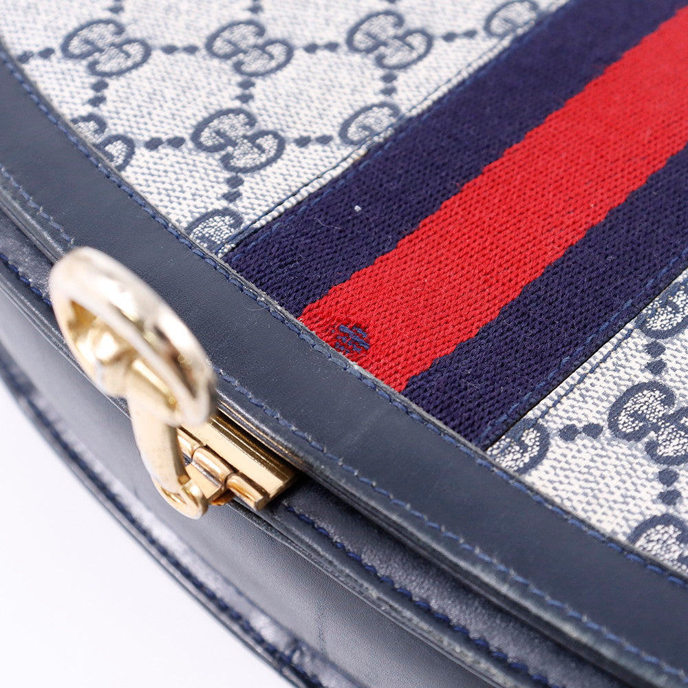 GUCCI オールド ショルダー 白/ブルー PVC Leather