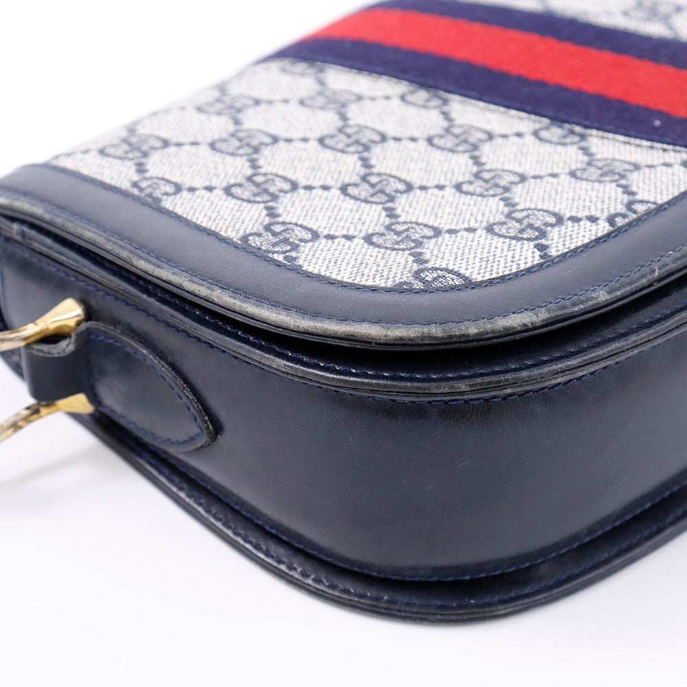 GUCCI オールド ショルダー 白/ブルー PVC Leather
