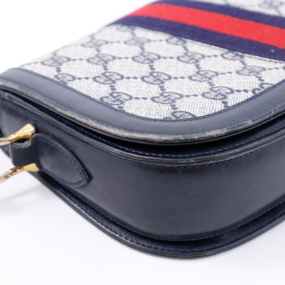 GUCCI オールド ショルダー 白/ブルー PVC Leather