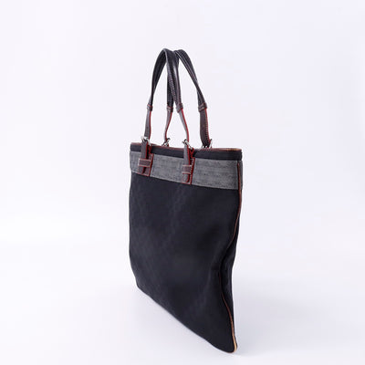 LOEWE アナグラムパターン トート 黒/グレー Canvas Leather