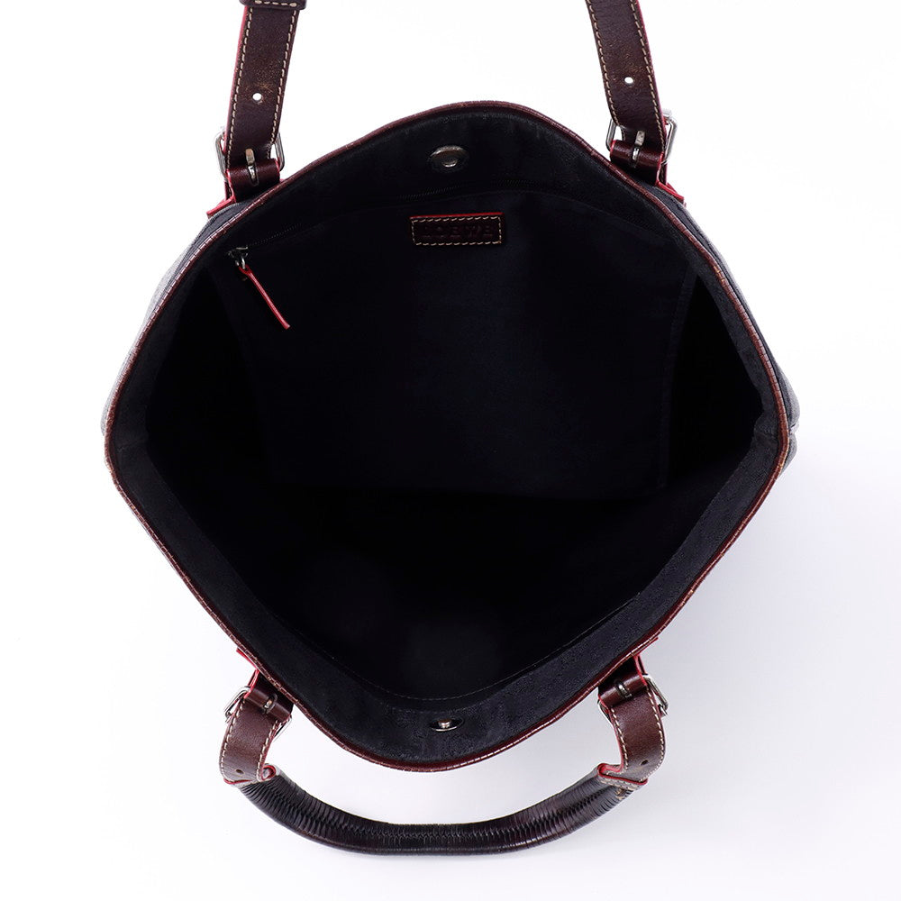 LOEWE アナグラムパターン トート 黒/グレー Canvas Leather